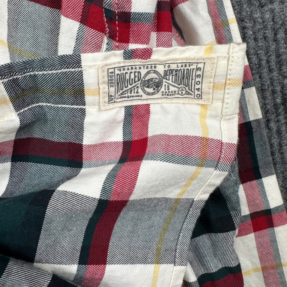 LL Bean Signature Button Down Shirt Mens XL Slimmest Fit Plaid Red Green White - Picture 7 of 12